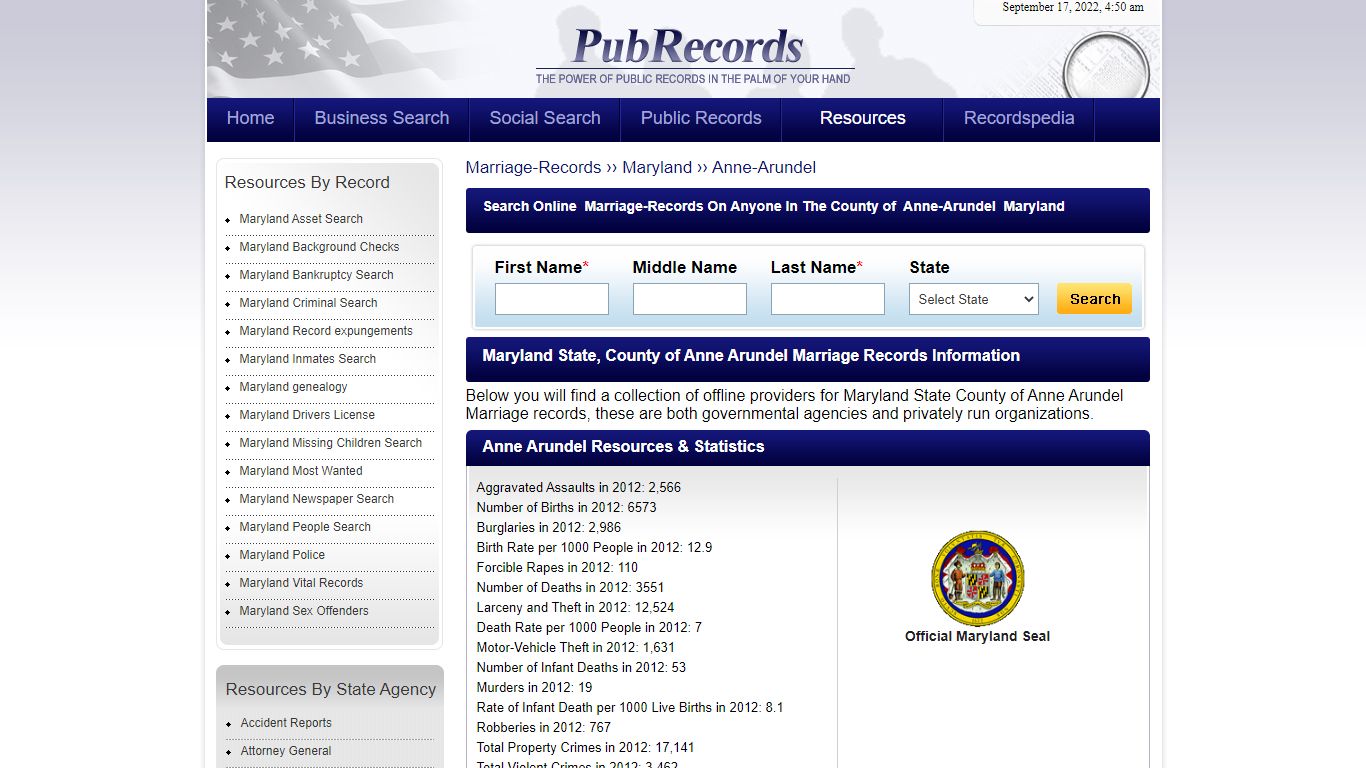Anne Arundel County, Maryland Marriage Records